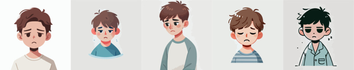 Vector collection of a sad child