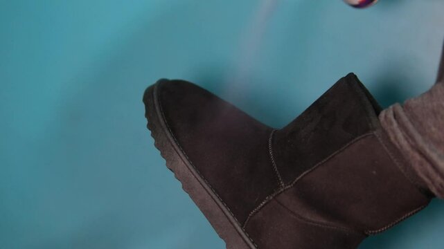 black ugg boots Men fashion brown leather boots with black laces