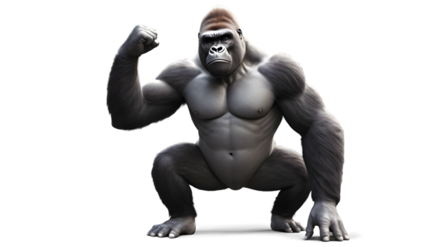 Powerful Primate Flexing Muscles in a Dynamic Pose