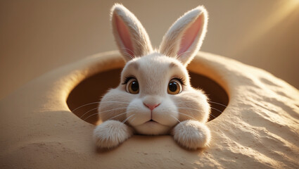 white rabbit on a white background