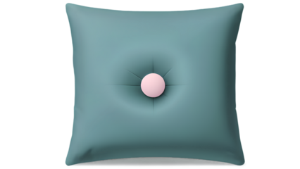 Teal Decorative Pillow with Pink Button