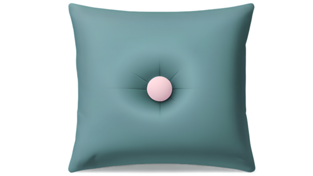 Teal Decorative Pillow with Pink Button