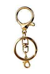 Gold color key ring isolated on white background.