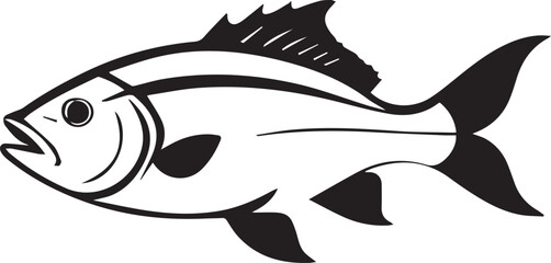 A black and white logo type fish silhouette design - fish icon design