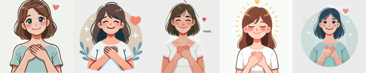 Vector collection of a person feeling grateful