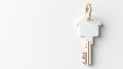 Modern 3D Rendered Key with House Shape for Real Estate Imagery