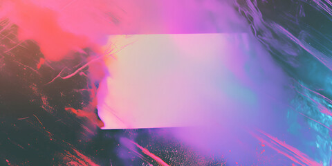 Obraz premium Dusted, scratched Holographic Abstract Multicolor Backgound, Trend Design Pink, Cyan, and Purple Glow, noise, grain, small dust artifacts. Suitable for overlays, posters, flyers, covers, banners, etc
