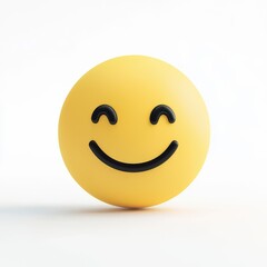 Fototapeta premium A cheerful yellow smiley face emoji with a friendly expression, symbolizing happiness and positivity.