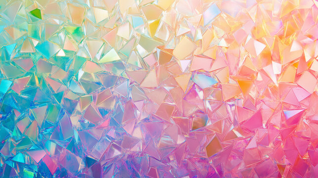 Iridescent Pastel Triangular Crystal Shard Background Texture - Powered by Adobe