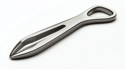 Obraz premium A sleek stainless steel tool designed for precise opening and handling, perfect for kitchen or outdoor use.