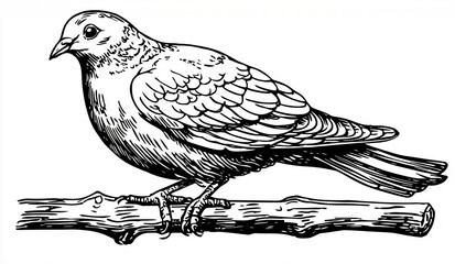 Fototapeta premium Peaceful Dove Line Art, High-Contrast Bird Illustration for Posters and T-Shirts
