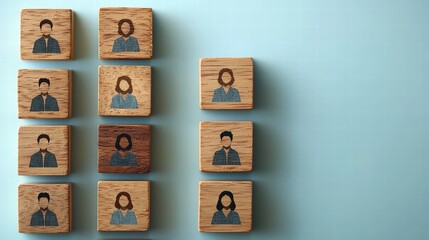 Set of wooden blocks featuring unique portraits of diverse people for educational play