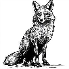Fototapeta premium Dynamic Cartoon Fox Line Art Illustration, Minimalist Monochrome Sketch with Clean Lines, for Branding and App Design
