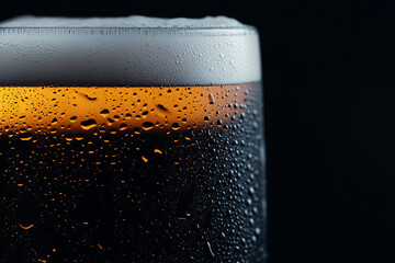 Frosty Brew: A close-up shot captures the condensation on the glass, the rich amber hue of the beer, and the foamy head, creating a tempting and refreshing image.