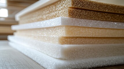 Stack of Polyurethane Foam Sheets in Various Colors and Thicknesses