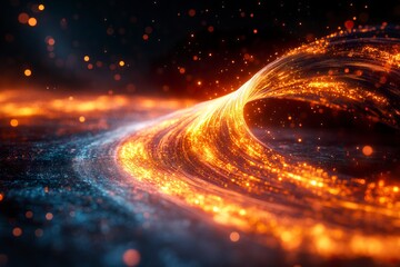 Close up of a spiral of bright light creating an abstract visual effect