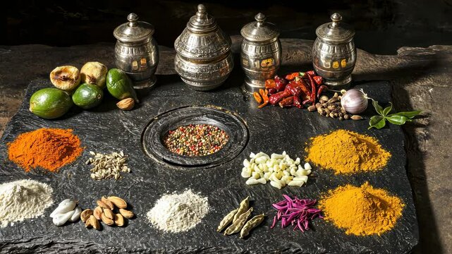 Aromatic Indian Spices and Herbs Still Life Photography