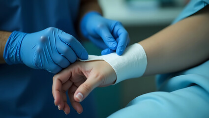 Healthcare and Medical Care Technology Futuristic Medicine Doctor Nurse Patient Digital Health AI Electronic Medical Record DNA Innovation Science Hospital Research
