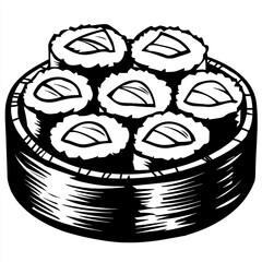 sushi isolated monochrome