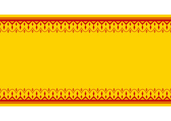 インド風の飾りフレーム。シームレスの飾り罫。赤と黄色。