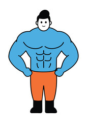 Fototapeta premium Muscular man with six pack and gives pose vector illustration