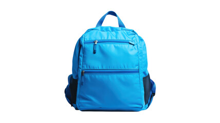 Fototapeta premium Bright blue backpack designed for school or travel with multiple compartments and padded straps for comfort and convenience