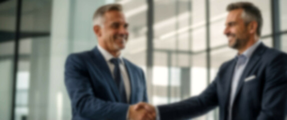 Blurred background showcasing business colleagues shaking hands, symbolizing teamwork