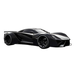 New Lamb Vision Concept High Performance Black Sports Car Isolated on Transparent Background