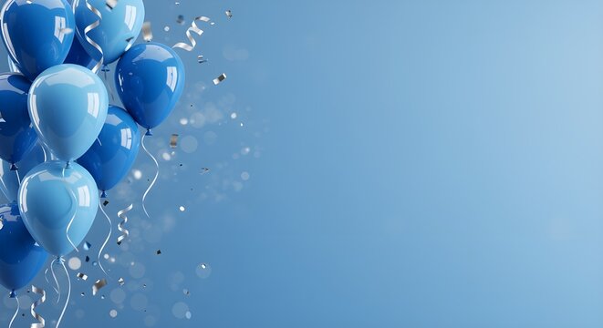 Tema de celebraci&oacute;n de banner de fondo de globos azules dulces festivos
