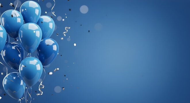 Tema de celebraci&oacute;n de banner de fondo de globos azules dulces festivos
