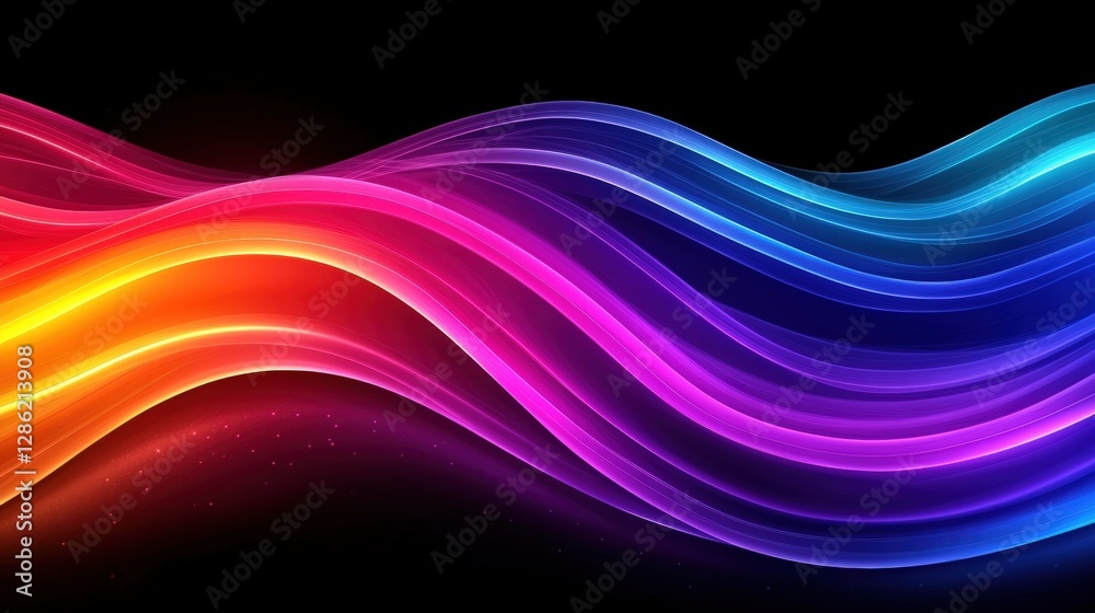 Poster abstract wave background featuring fluid curves and gradient colors in dynamic composition