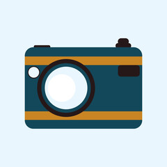 Photo camera sticker. Modern isolated vector illustration.