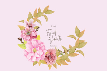 Naklejka premium cherry blossom wreath card set 