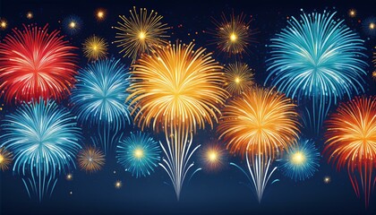firework banner in night editable  illustration for horizontal design