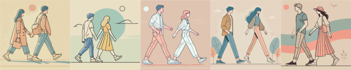 Vector of a couple walking