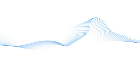 Abstract blue smooth wave on a white background. Dynamic sound wave. Design element.