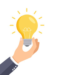 Hand holding a light bulb and copy space for accounting, ideas and creative concept