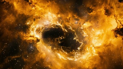 A futuristic deep-space energy field surrounds a nebula, glowing with shifting interstellar light