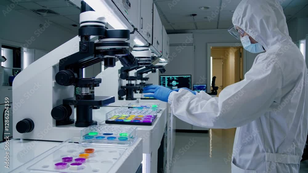 Leinwandbilder research scientists conduct experiments in a sterile laboratory focused on molecular analysis and sa