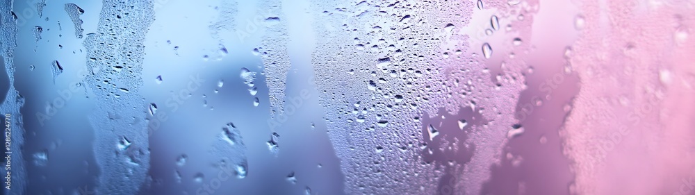 Fototapete closeup of raindrops on a glass window creating a blurred abstract background with textural patterns