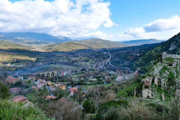 Fototapeta premium The landscape seen from the abandoned village of San Severino di Centola, Italy.