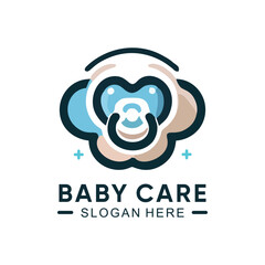Baby care logo with simple design premium vector