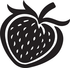A black and white strawberry silhouette design - strawberry icon design