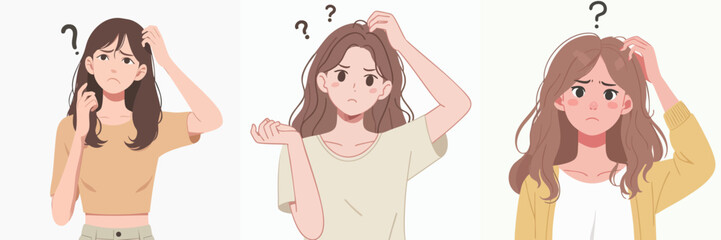 Vector of a person feeling confused while scratching his head