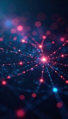 Abstract glowing network nodes forming digital connections , cloud, flow, data