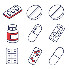 Medical Dosage Outline Icon Pack