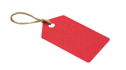 Red tag on transparent background png image for business and marketing content white space minimalist design
