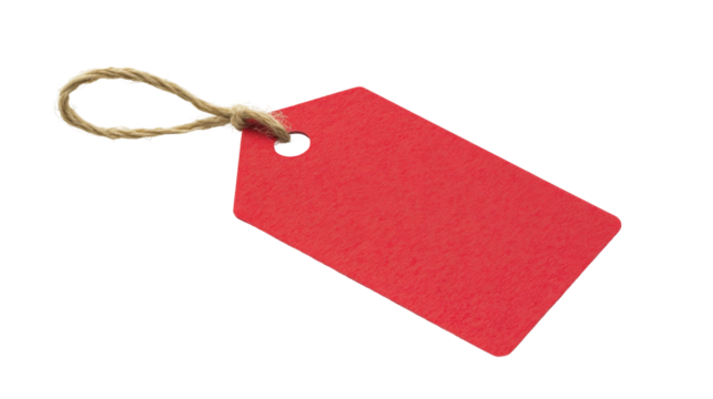 Red tag on transparent background png image for business and marketing content white space minimalist design
