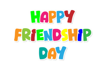 Vector typographic design happy Friendship Day. Modern calligraphy of cartoon text. Greeting card, poster, T-shirt print on Friendship day.