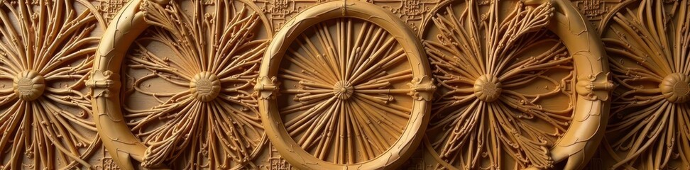 Intricate brown bamboo handicraft, textured surface , craft, material, handicraft